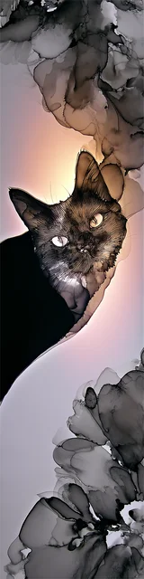 Free abstract cat art bookmarks featuring smoky abstract cat art